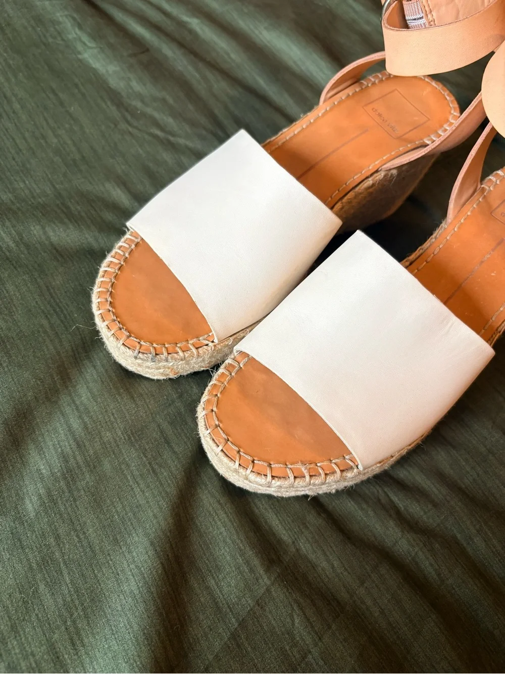 Dolce Vita White and Nude Espadrille Wedge Sandals
